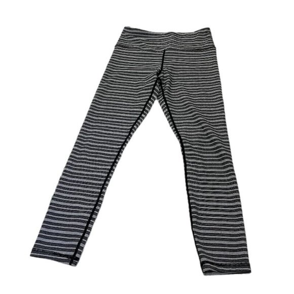 Zyia 4 black white striped leggings herringbone activewear yoga running stretch - Picture 1 of 8